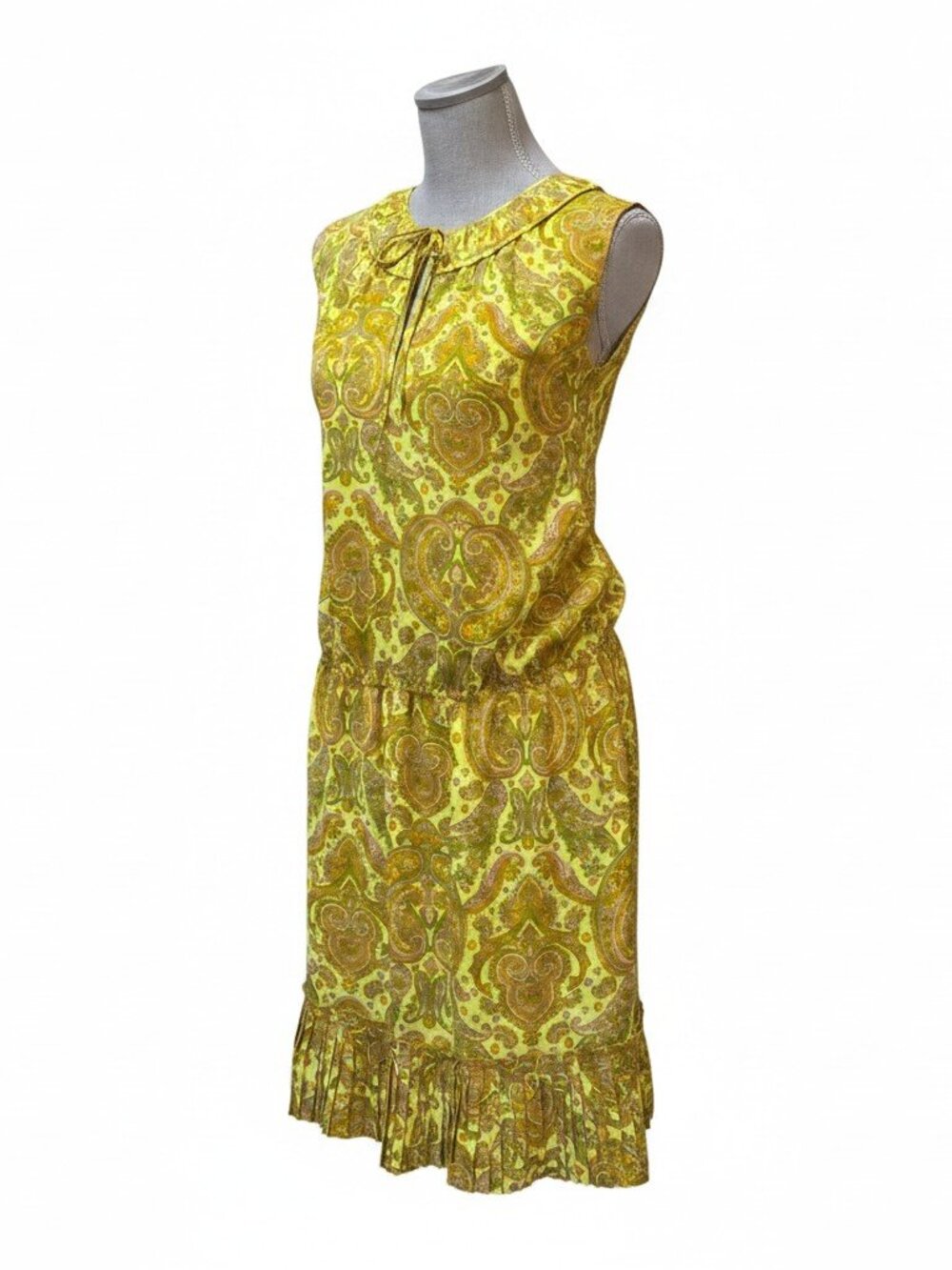 Banana Republic Sleeveless, Ruffle Dress Yellow Multi Color Size XL